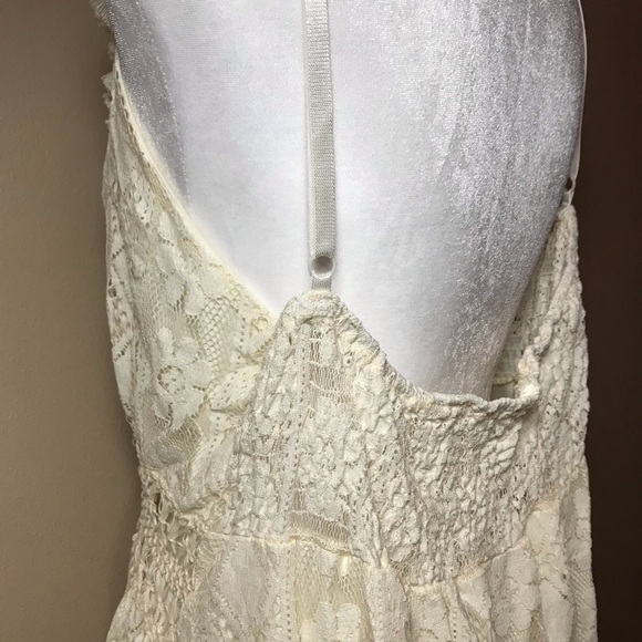 PZEOB Boho Cream Lace Midi Festival Summer Dress Vtg 70s Ins Womens Size NO TAG - Picture 16 of 16